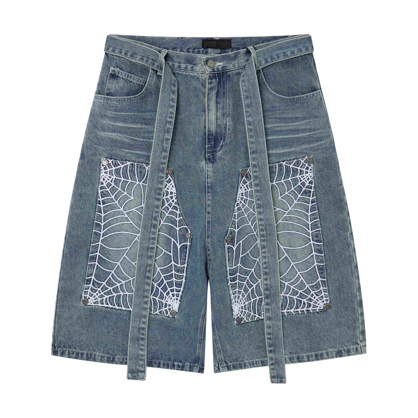 CapCabin Web Panel Strap Denim Shorts