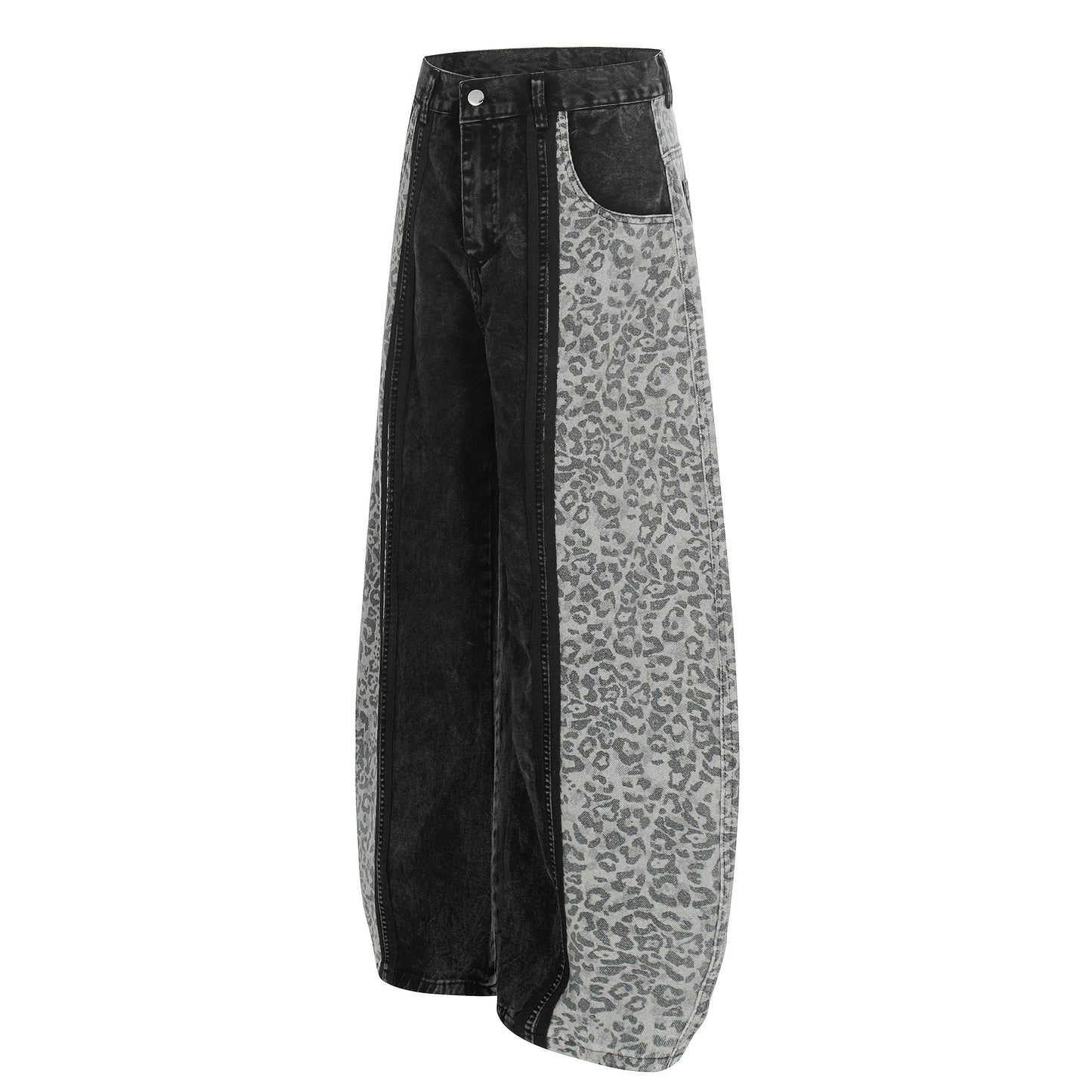CapCabin Leopard Panel Denim Pants