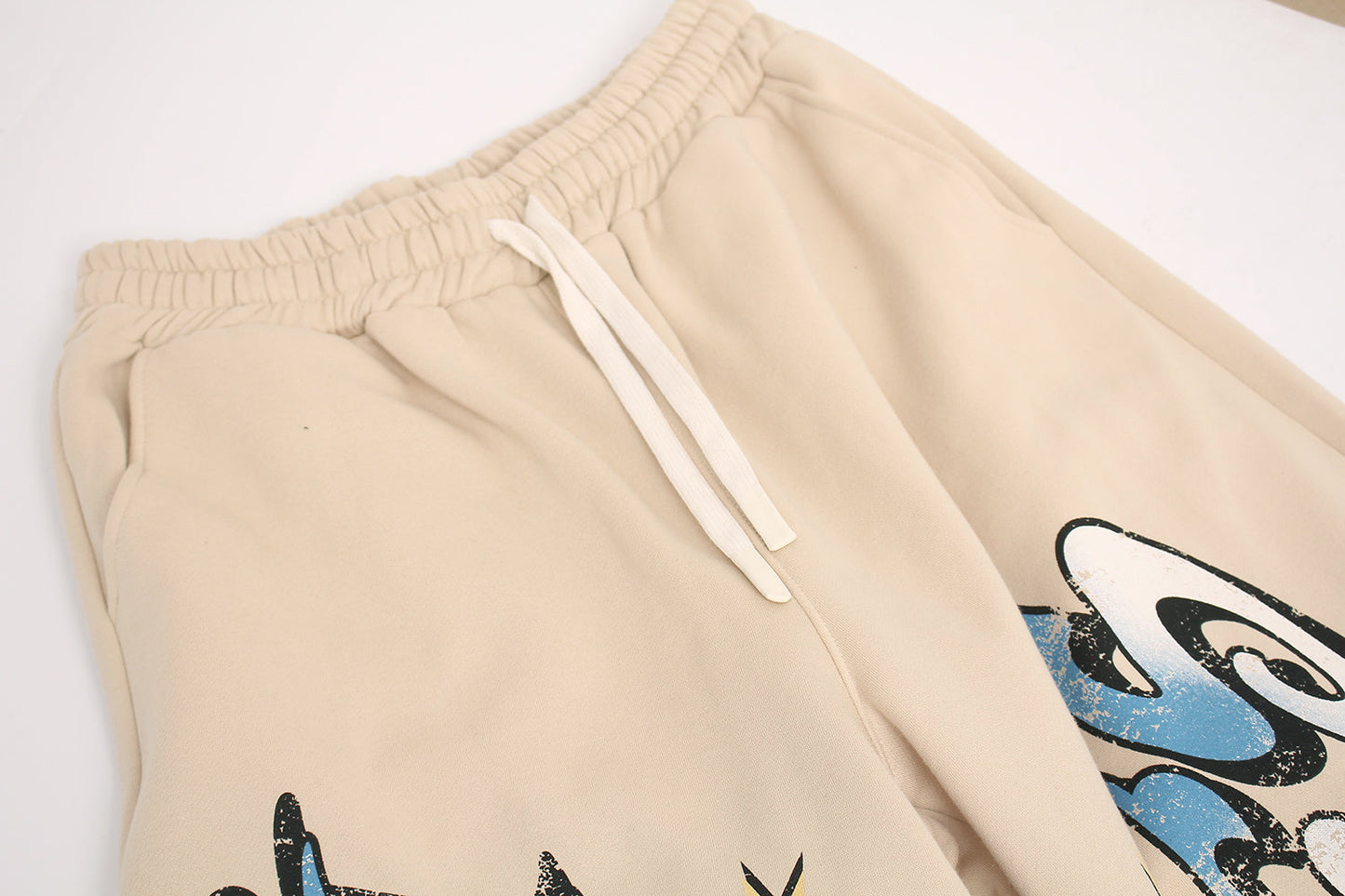 CapCabin Fleece-Lined Letter Graphic Wide-Leg Sweatpants