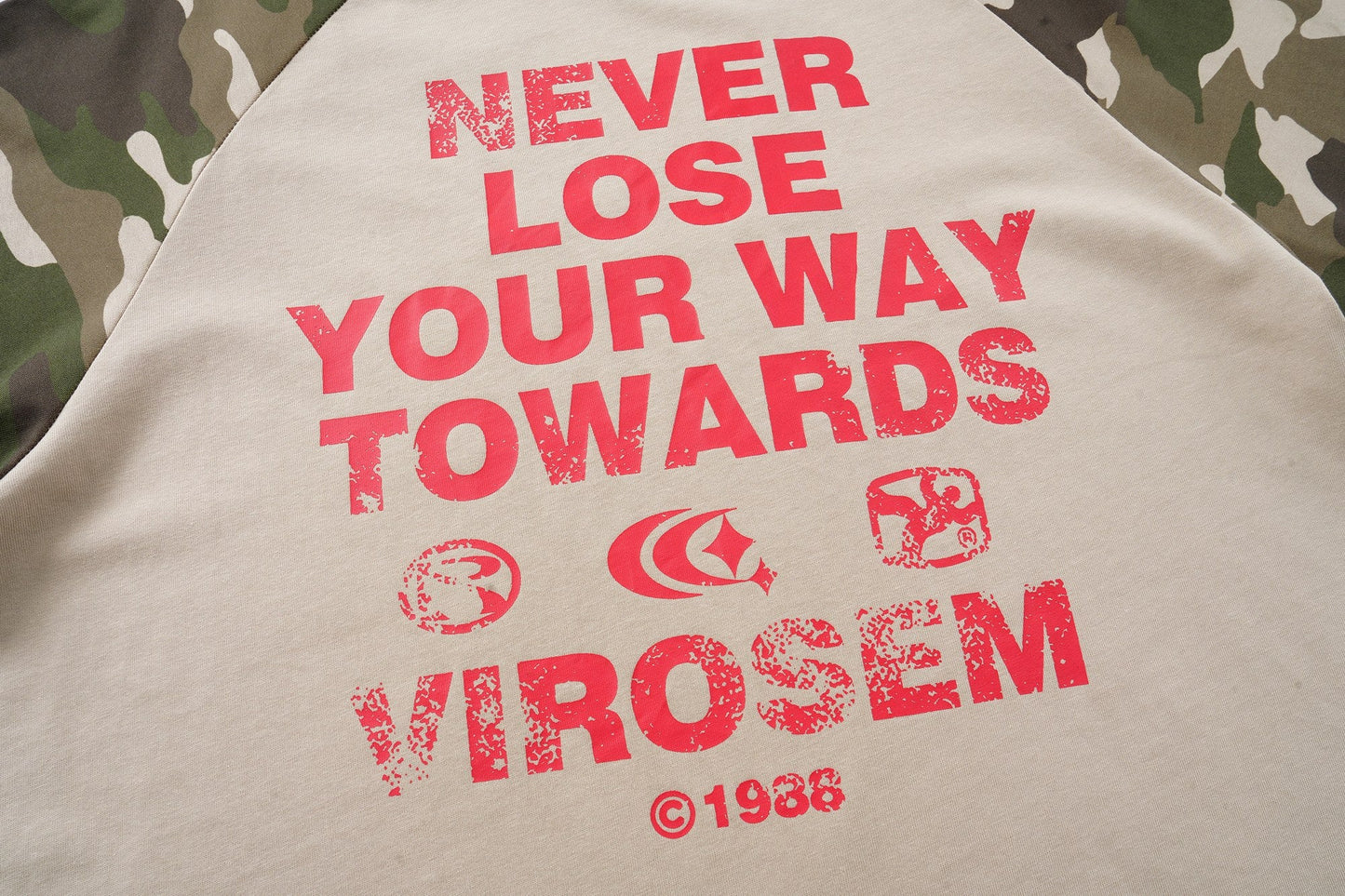 CapCabin “Never Lose Your Way” Camo Raglan T-Shirt