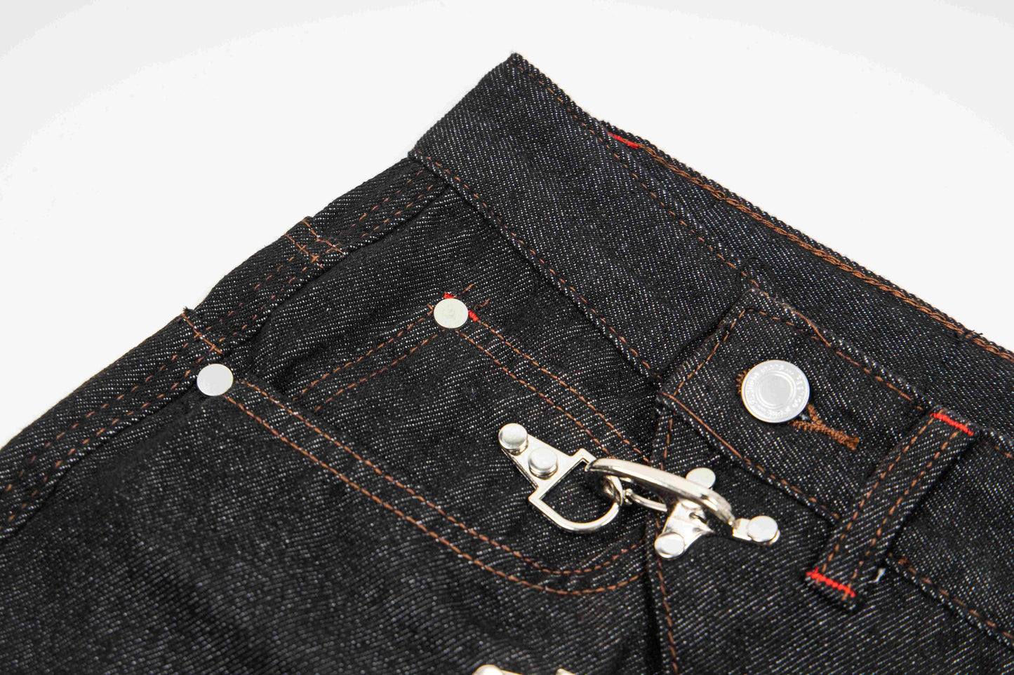 CapCabin Hook Closure Wide-Leg Denim Pants