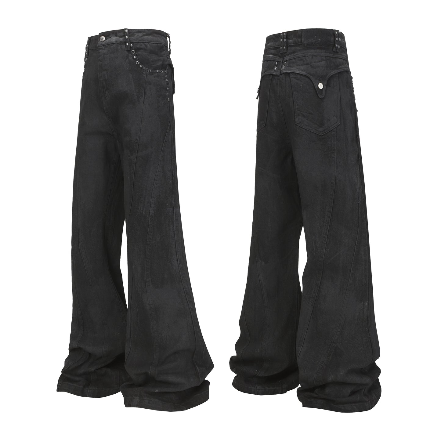 CapCabin Studded Panel Wide-Leg Jeans
