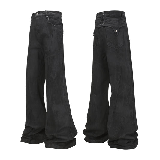 CapCabin Studded Panel Wide-Leg Jeans