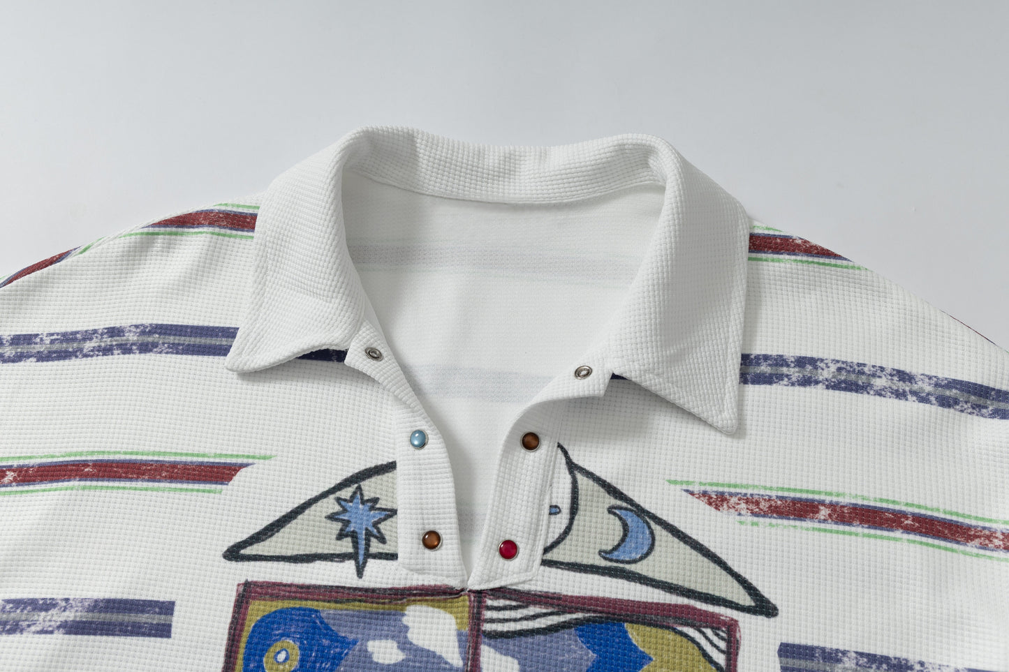 CapCabin Abstract Stripe Long-Sleeve Polo Shirt