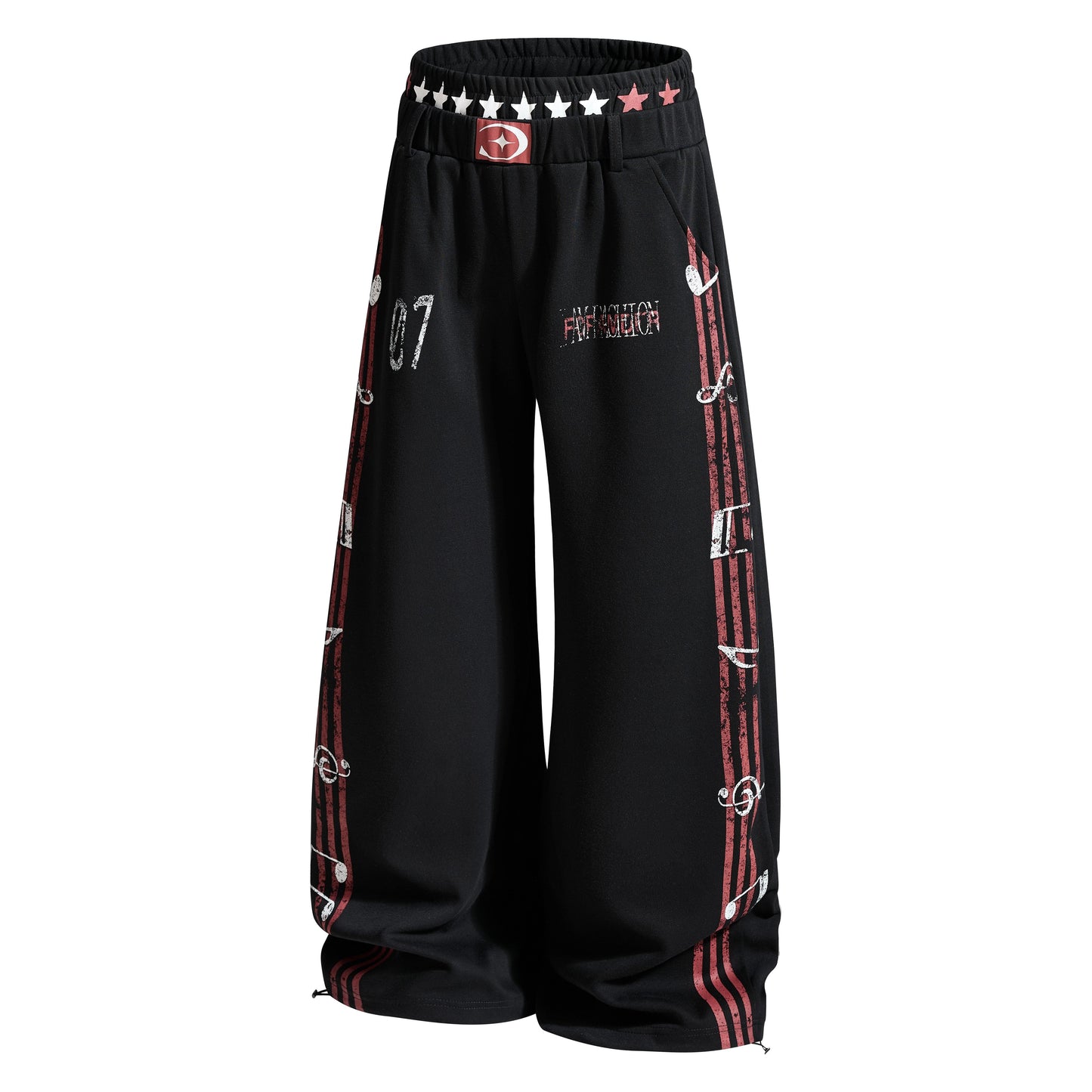 CapCabin Vintage Stripe Graphic Wide-Leg Pants