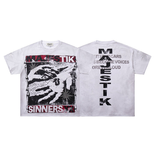 MAJESTIK Sinners Graphic Vintage T-Shirt
