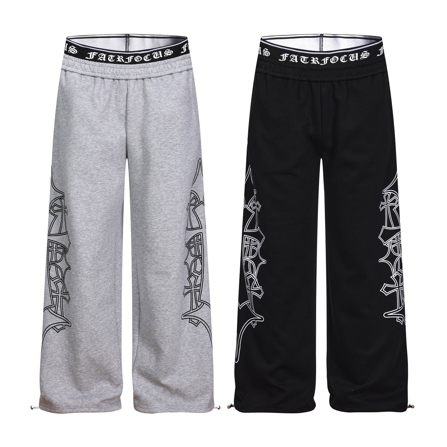 CapCabin Gothic Outline Wide-Leg Sweatpants