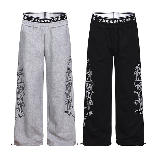 CapCabin Gothic Outline Wide-Leg Sweatpants