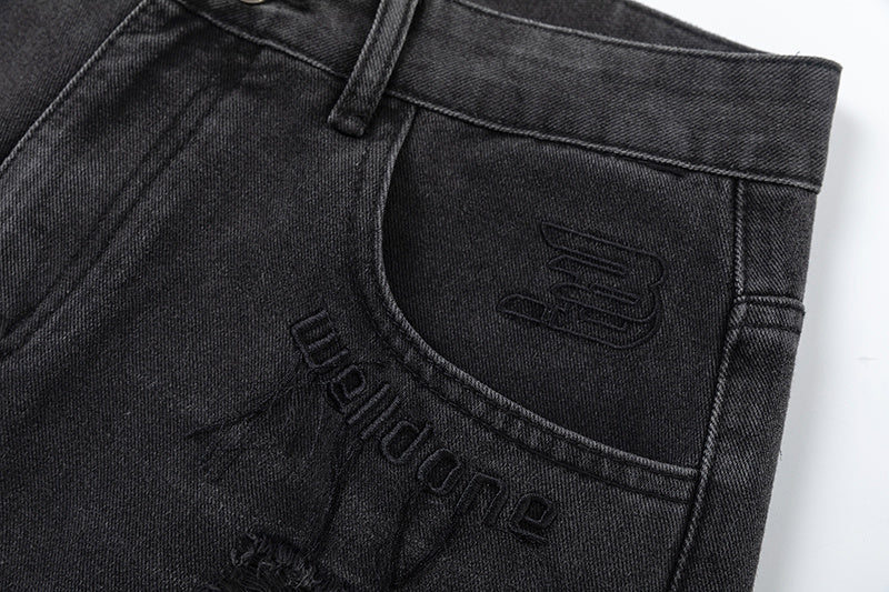 WELLDONE Distressed Straight-Leg Jeans