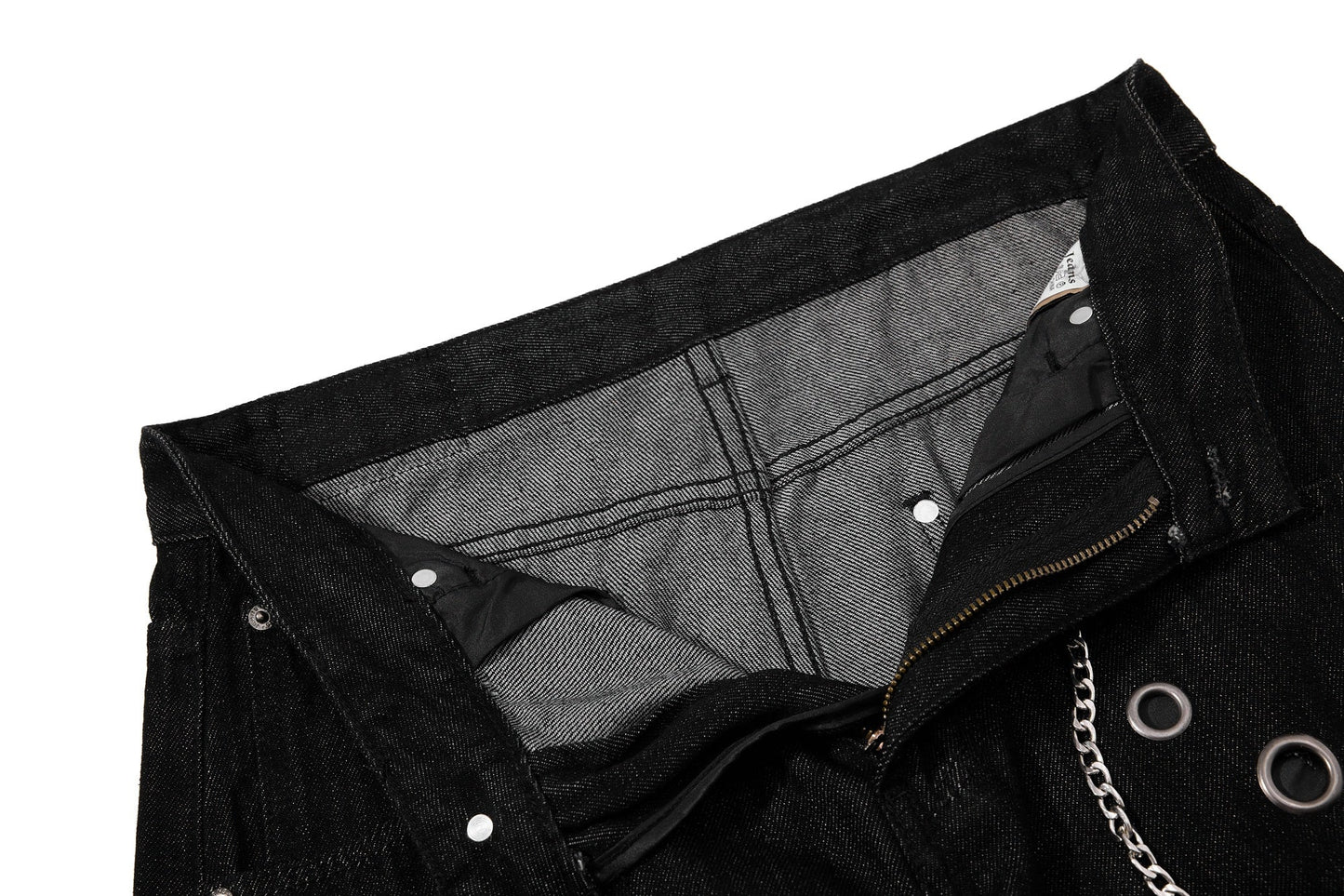 CapCabin Rivet Chain Wide-Leg Denim Pants