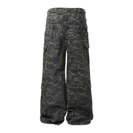 CapCabin Camo Wide-Leg Cargo Pants