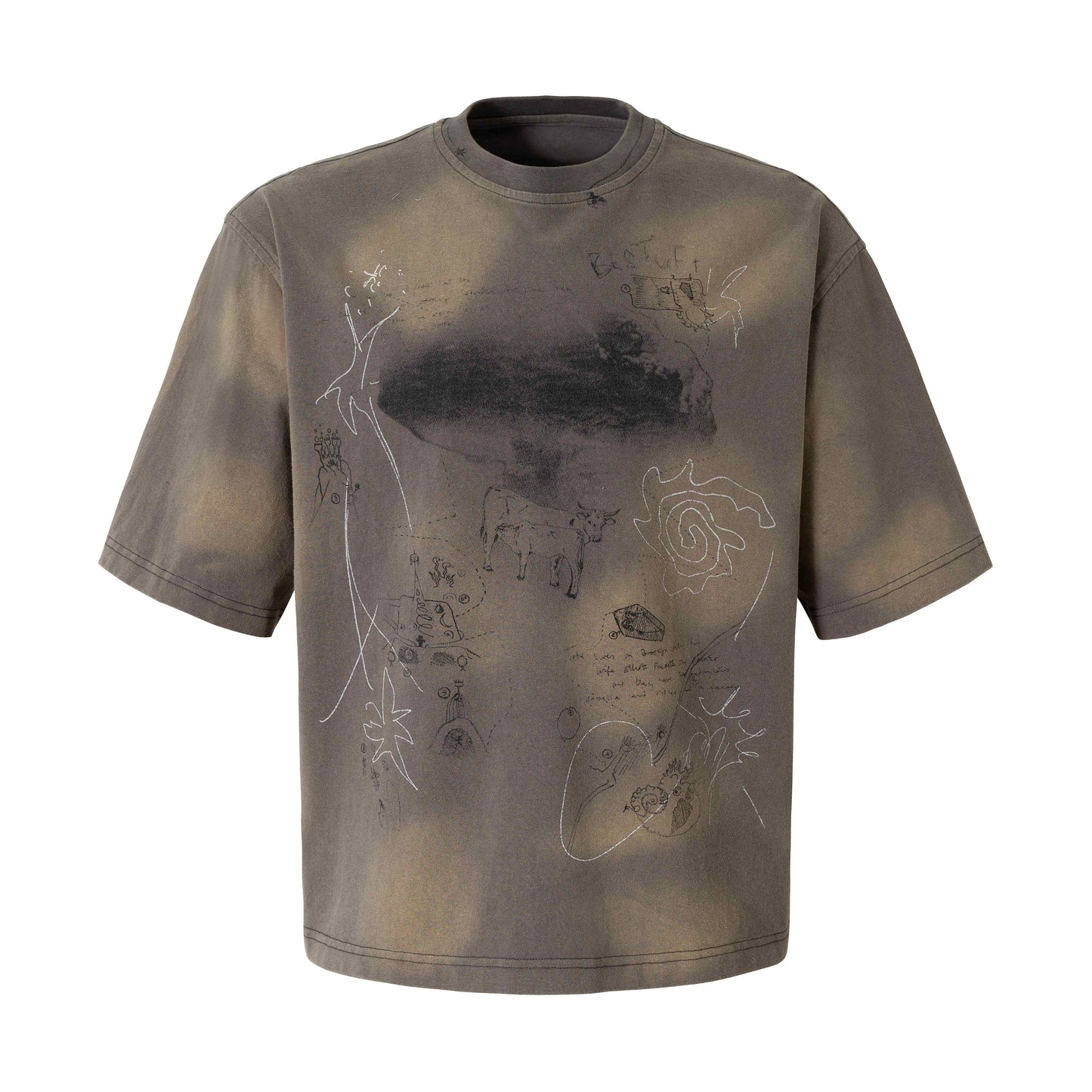 CapCabin “Abstract Sketch Washed Tee”