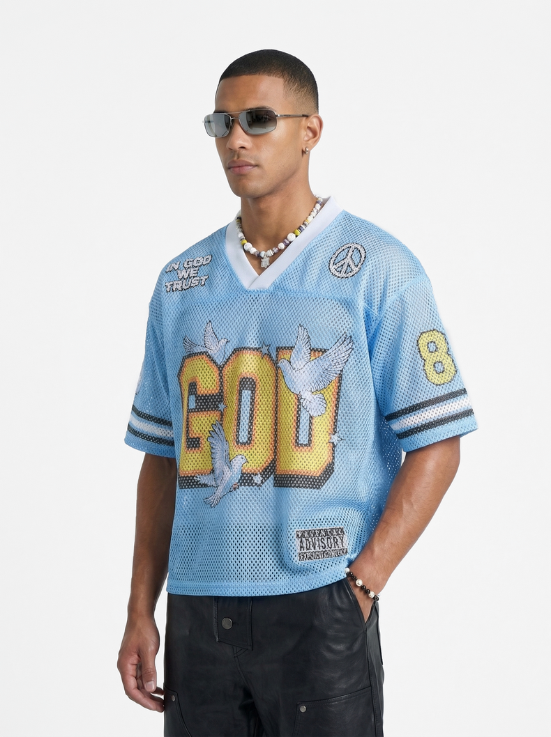 CapCabin “God We Trust” Mesh Jersey T-Shirt
