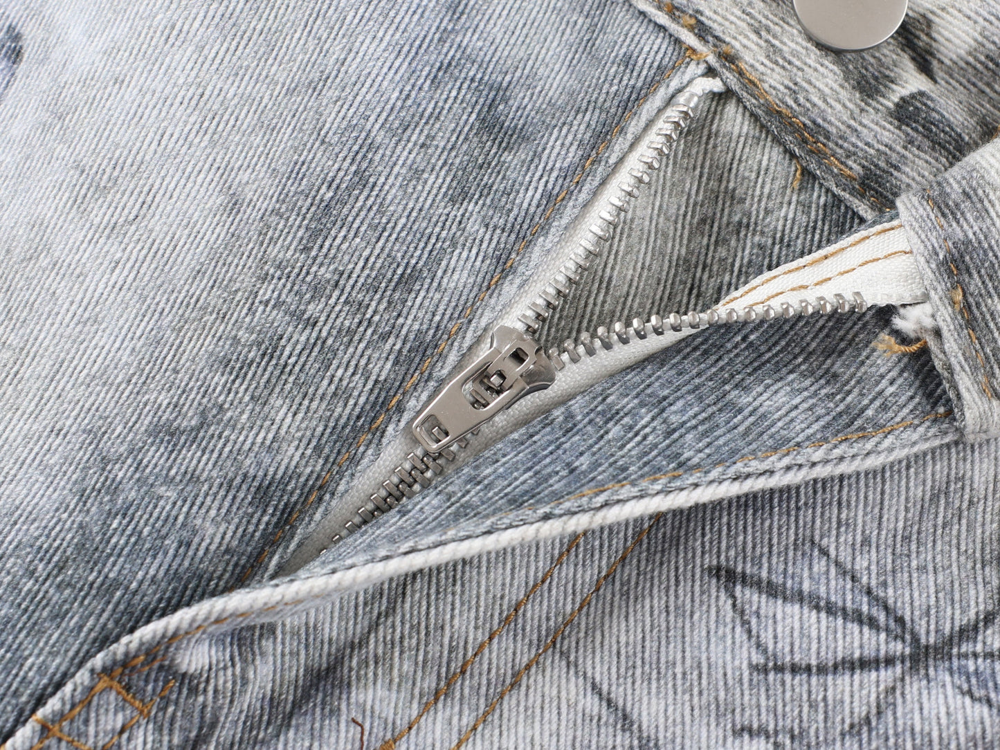 CapCabin Graffiti Washed Curved Denim Pants