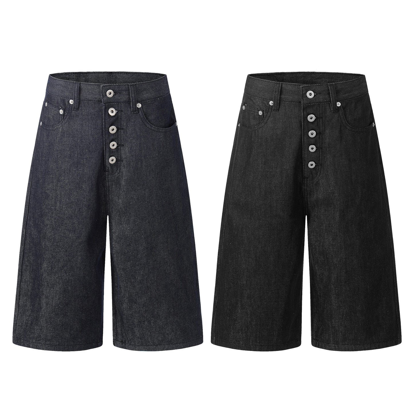 CapCabin “Raw Button Denim Jorts”