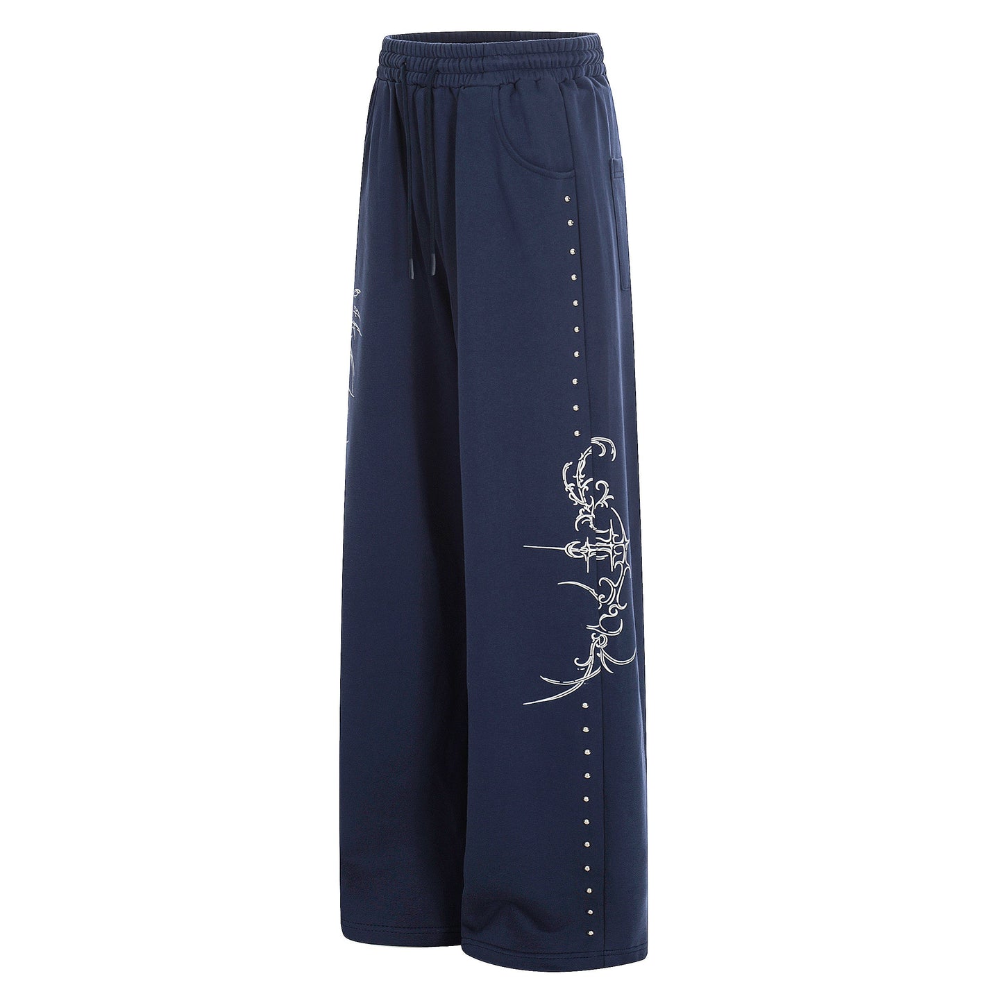CapCabin Gothic Line Graphic Wide-Leg Sweatpants