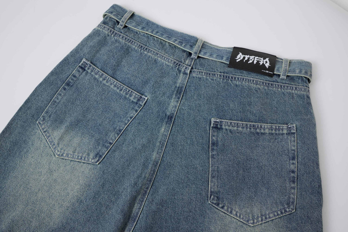 CapCabin Web Panel Strap Denim Shorts
