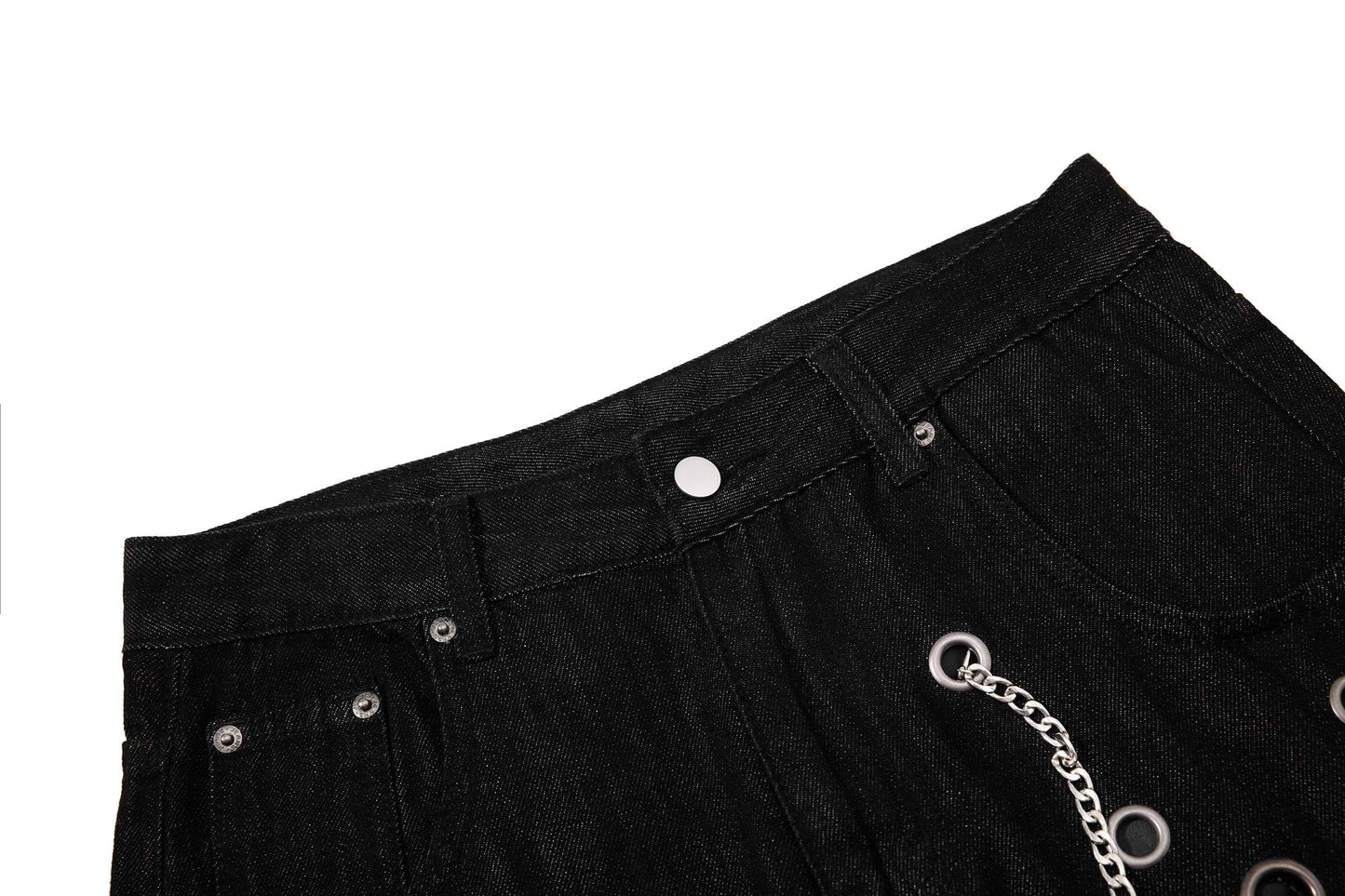 CapCabin Rivet Chain Wide-Leg Denim Pants