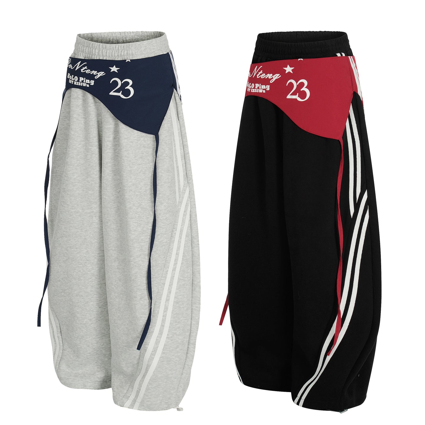 CapCabin Double-Waist Retro Print Track Pants