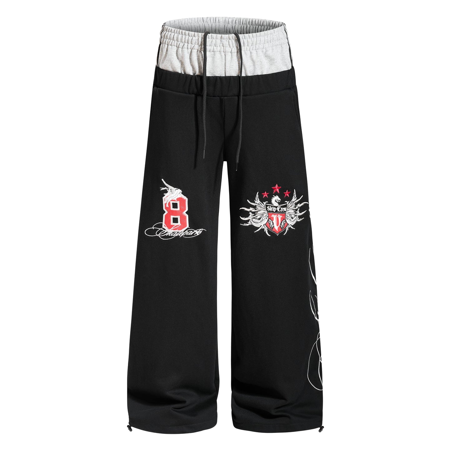 CapCabin “Varsity Crest Wide-Leg Sweatpants”
