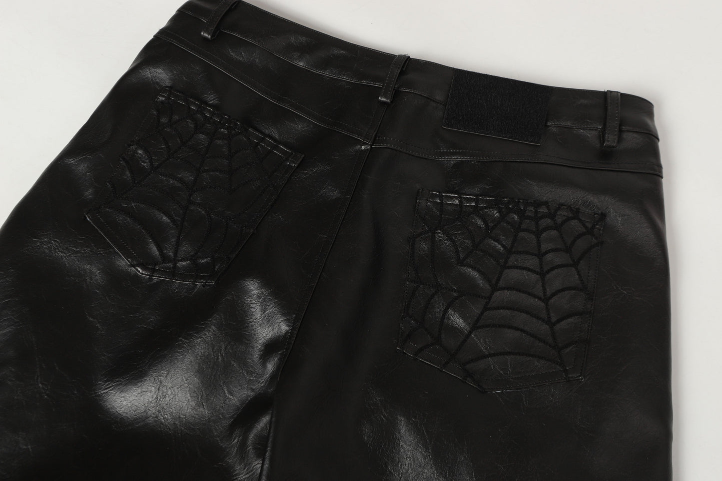 CapCabin Web Embossed PU Wide-Leg Pants
