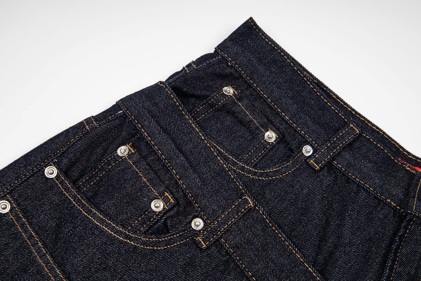 CapCabin “Double Waist Panel Denim Shorts”