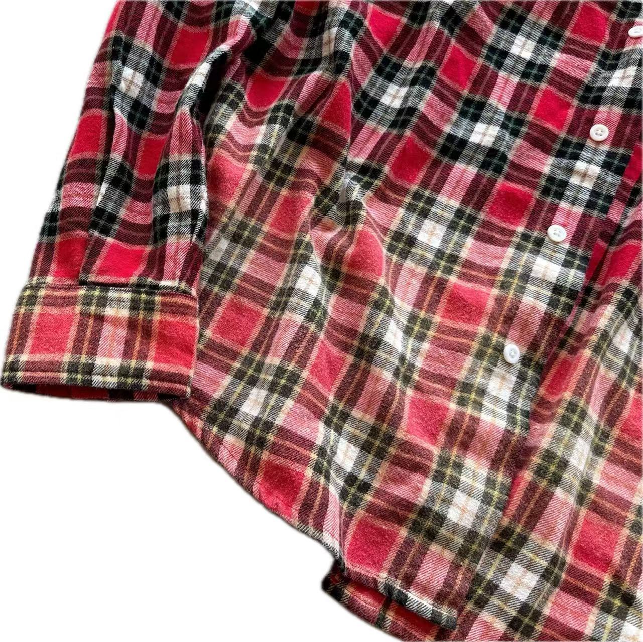 FALSE PERCEPTION Red Plaid Smiley Overshirt