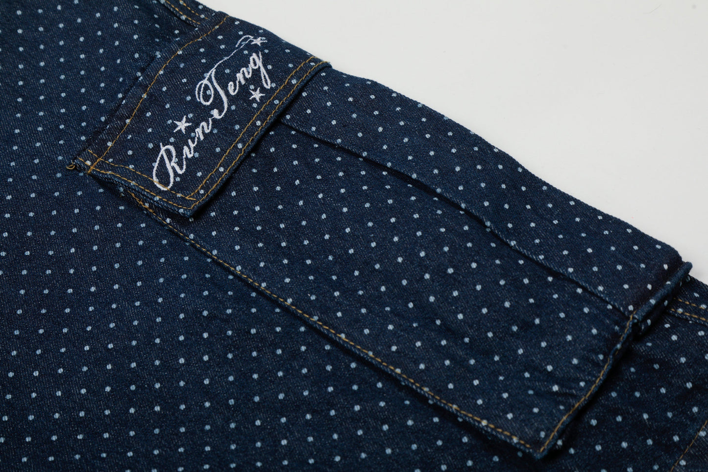 CapCabin Polka Dot Denim Cargo Shorts