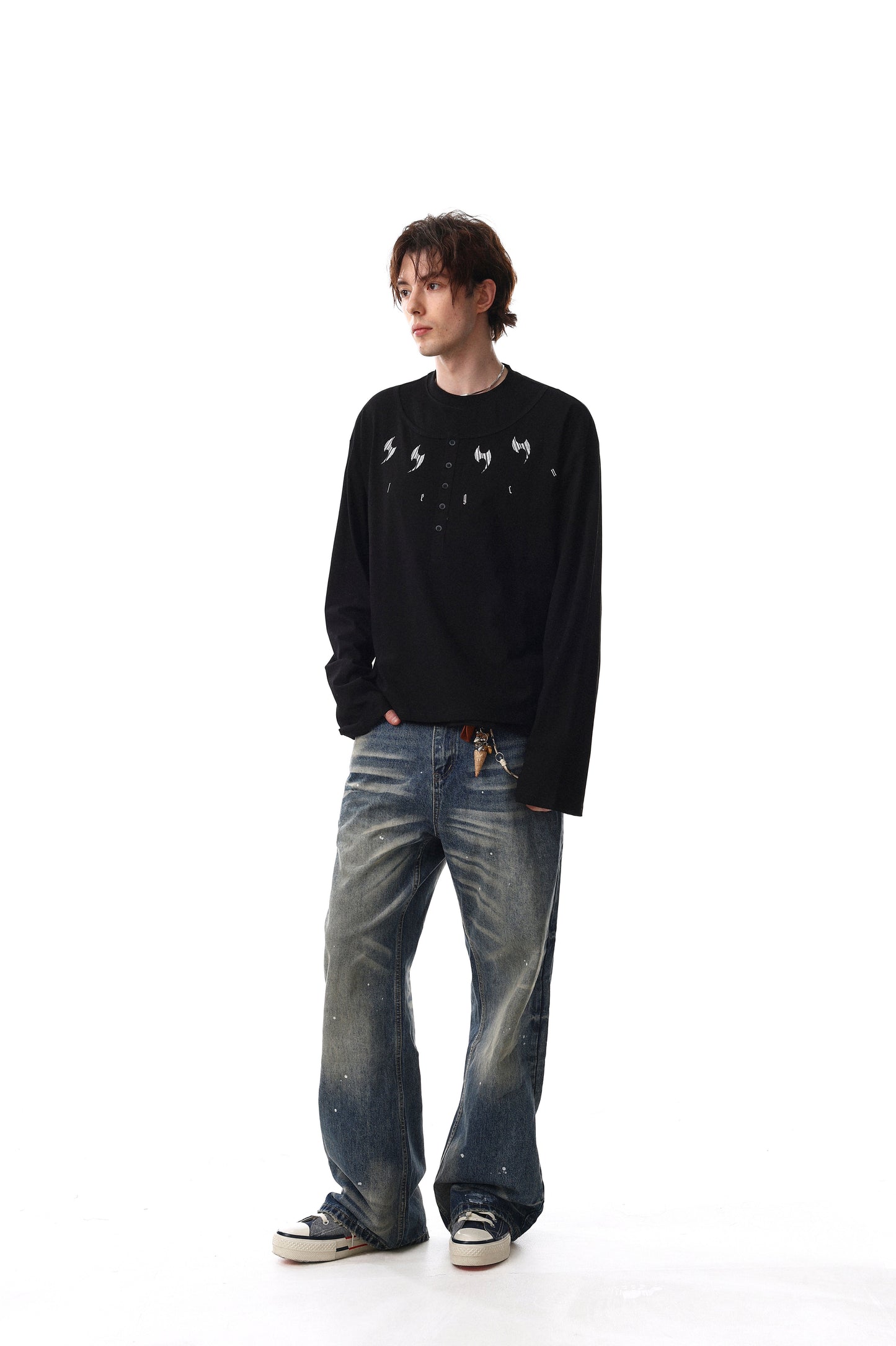 CapCabin Graphic Henley Long Sleeve Tee