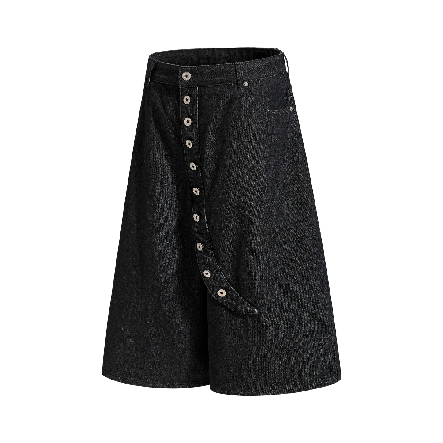 CapCabin Asymmetric Button Denim Shorts