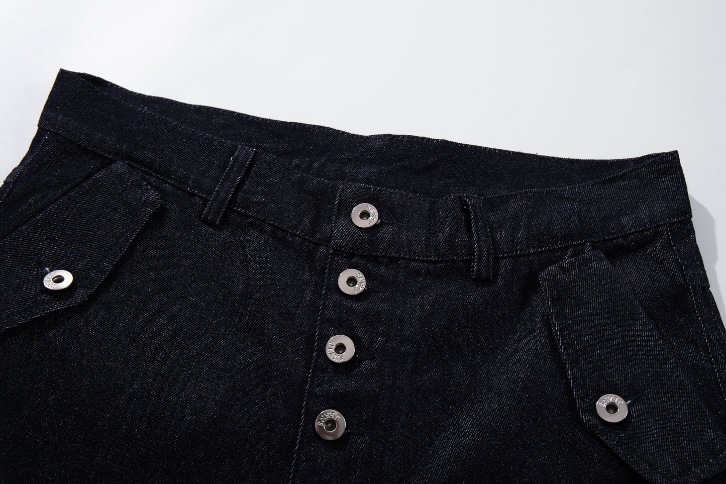 CapCabin Panel Construction Wide Leg Denim Pants