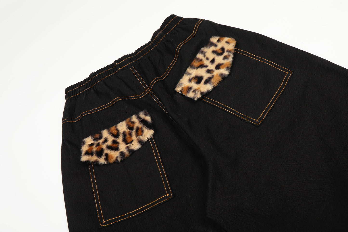 CapCabin Leopard Patch Wide-Leg Pants