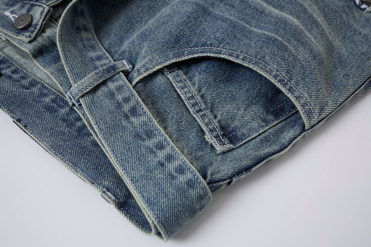 CapCabin Web Panel Strap Denim Shorts