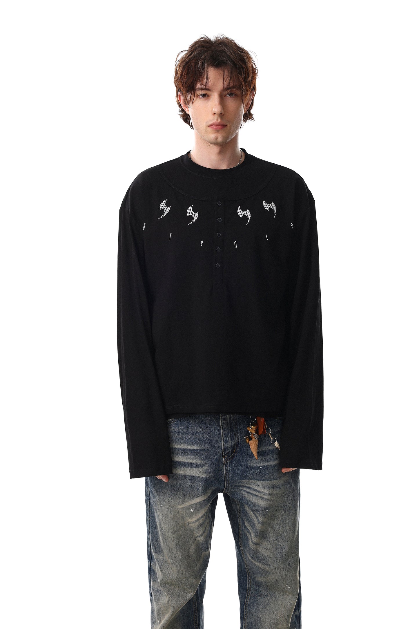 CapCabin Graphic Henley Long Sleeve Tee