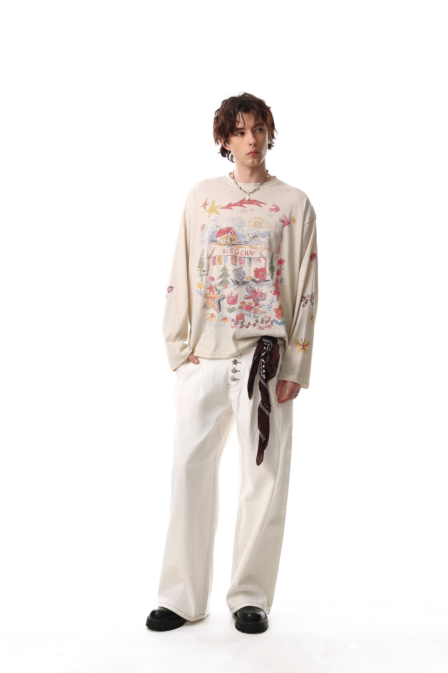 CapCabin Hand-Drawn Art Graphic Long Sleeve Tee