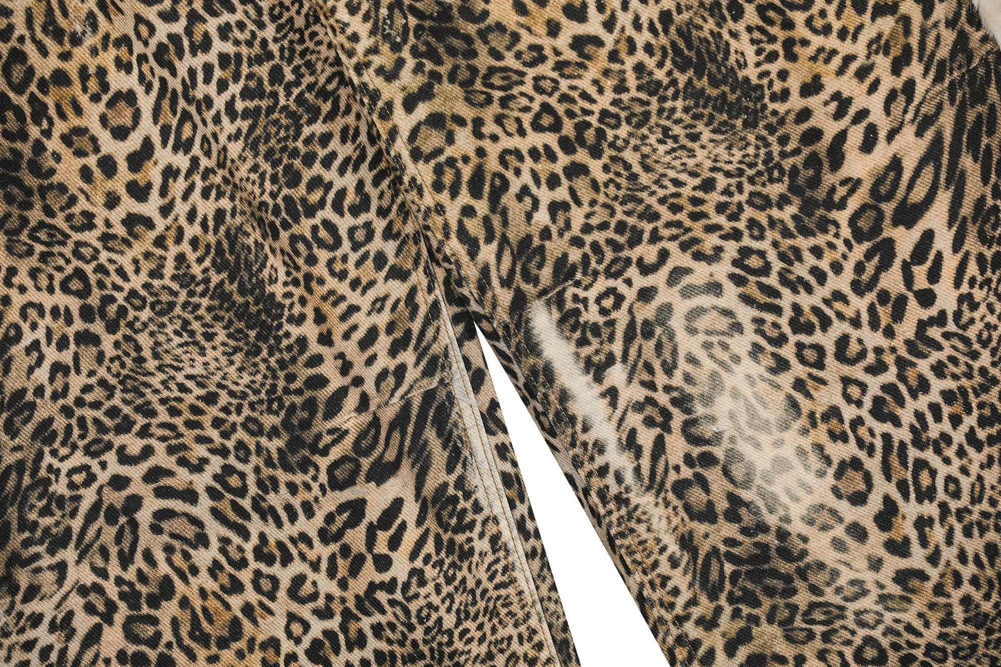 CapCabin “Leopard Fur-Trim Wide-Leg Jeans”