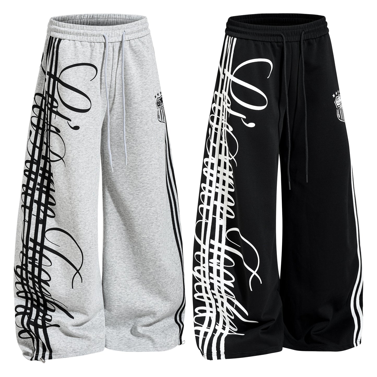 CapCabin Script Stripe Wide-Leg Sweatpants
