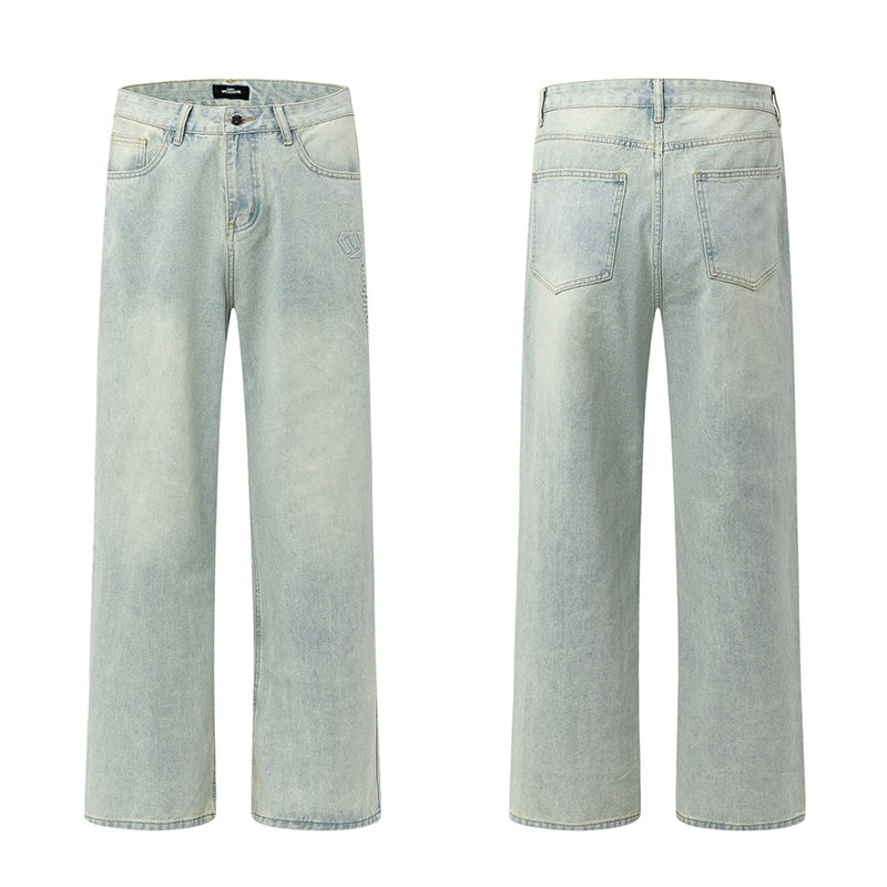 WELLDONE Washed Light Blue Straight-Leg Jeans