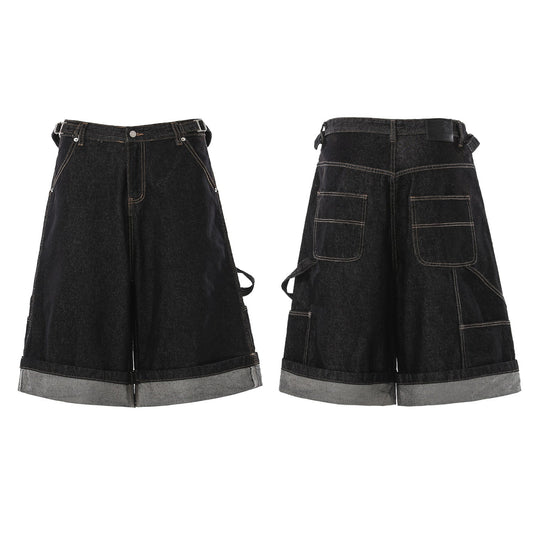 CapCabin “Raw Edge Denim Cargo Shorts”