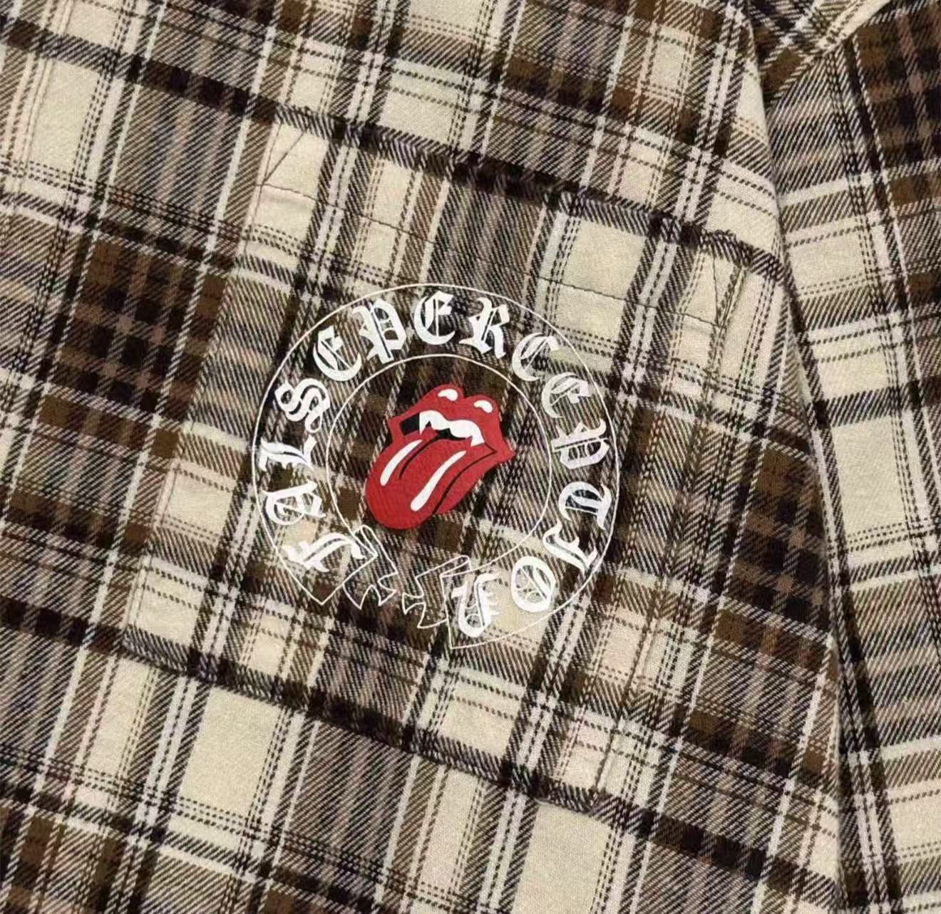 FALSE PERCEPTION Vintage Plaid Raw Hem Overshirt