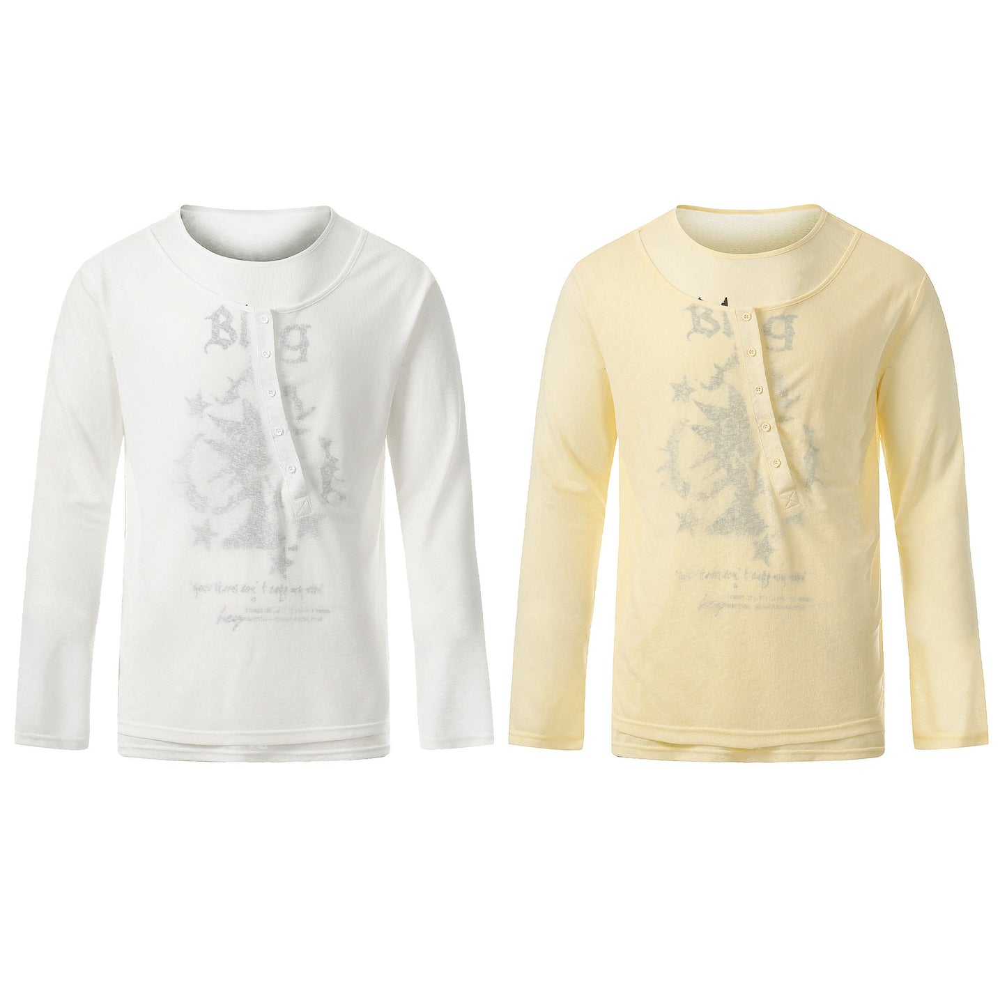 CapCabin Graphic Long Sleeve Henley Tee