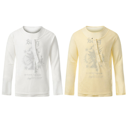 CapCabin Graphic Long Sleeve Henley Tee