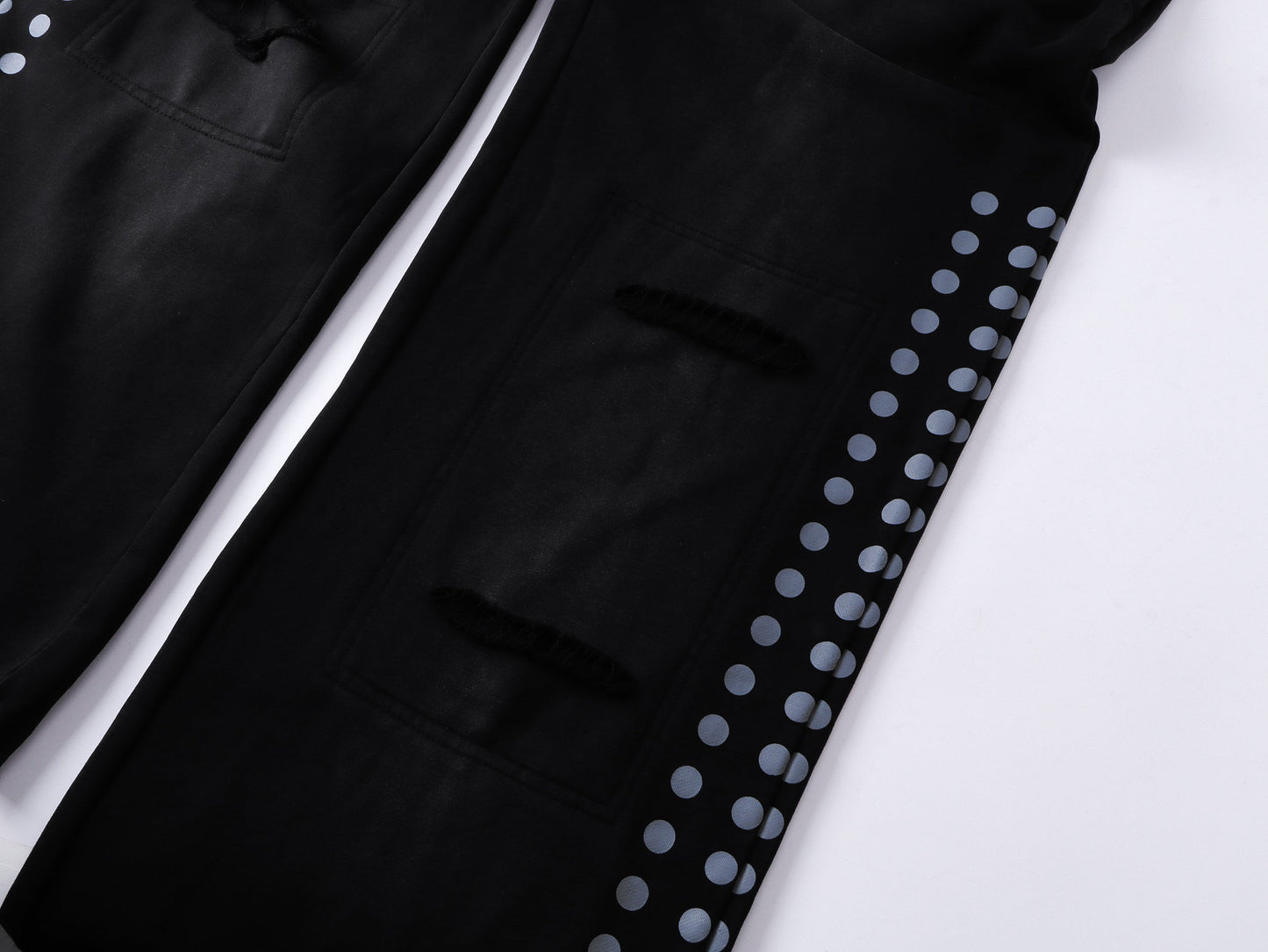 CapCabin “Distressed Sport Wide-Leg Pants”