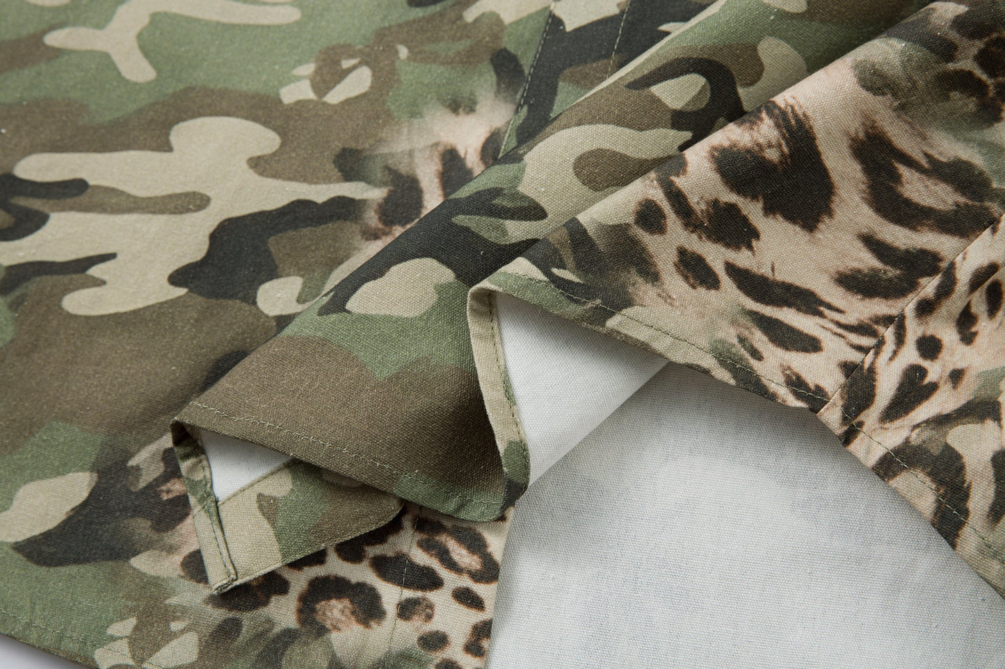 CapCabin Layered Camo-Leopard Short-Sleeve Shirt