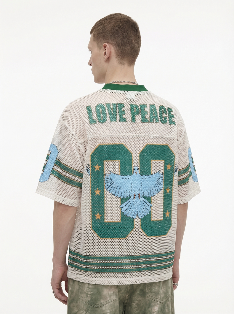 CapCabin “Love Peace 00” Mesh Jersey T-Shirt