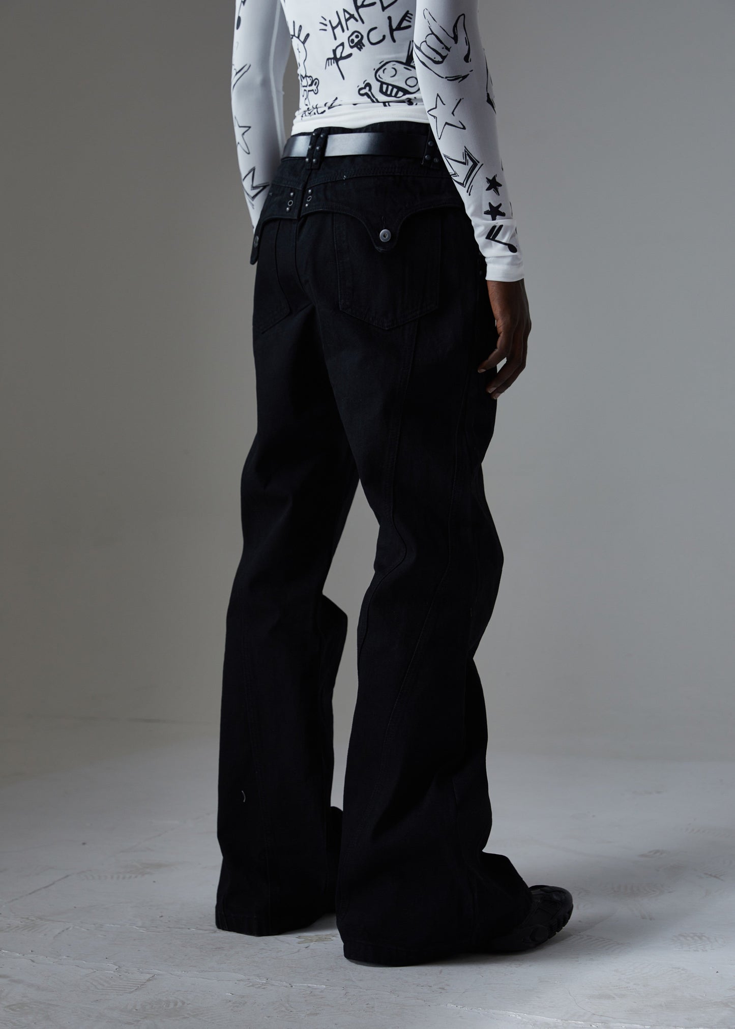 CapCabin Studded Panel Wide-Leg Jeans