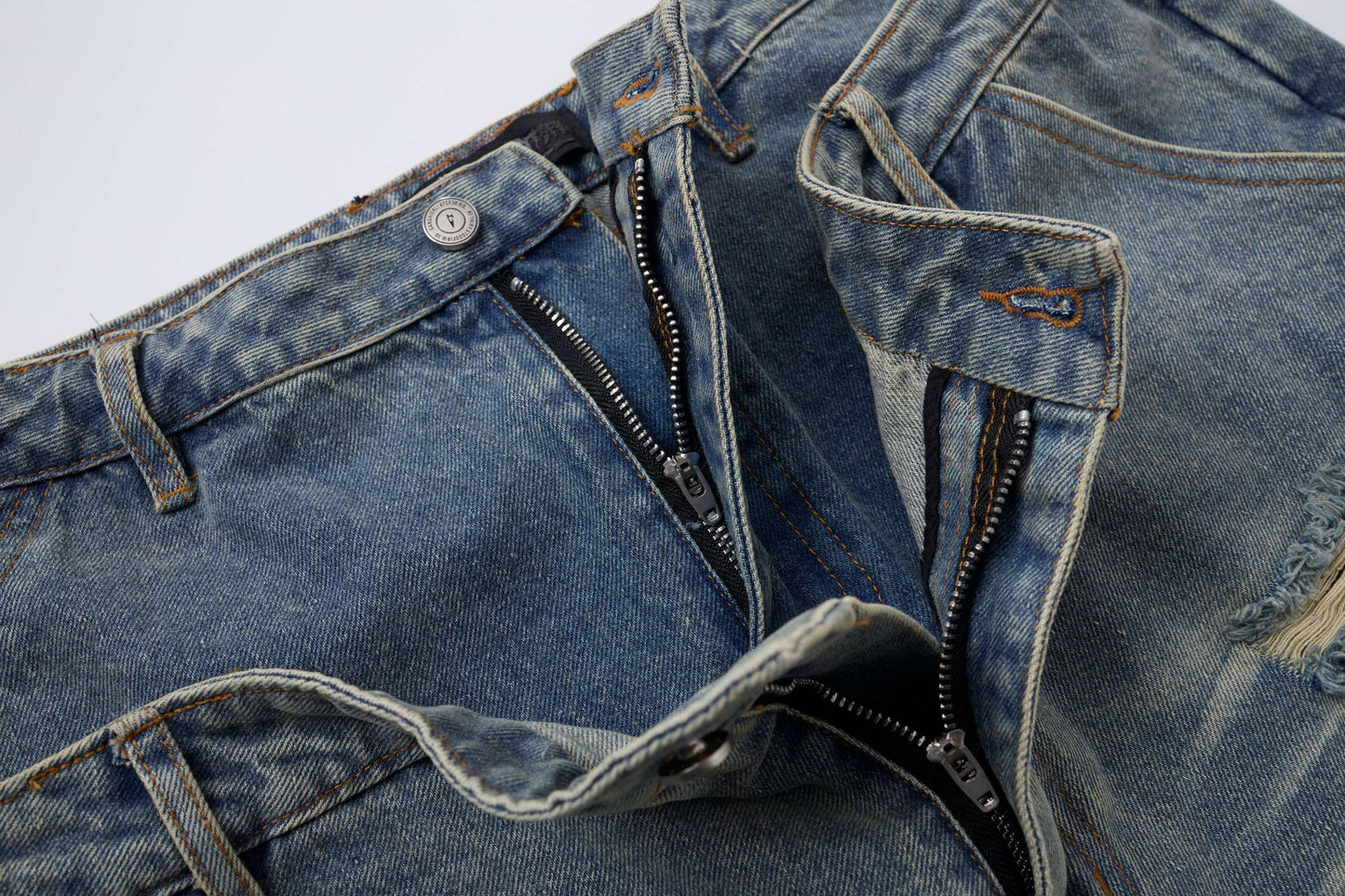 CapCabin Distressed Layered Waist Denim Shorts
