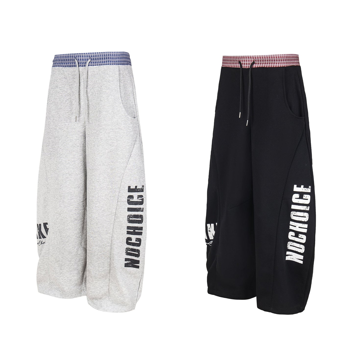 CapCabin Double-Waist Checkered Print Track Pants