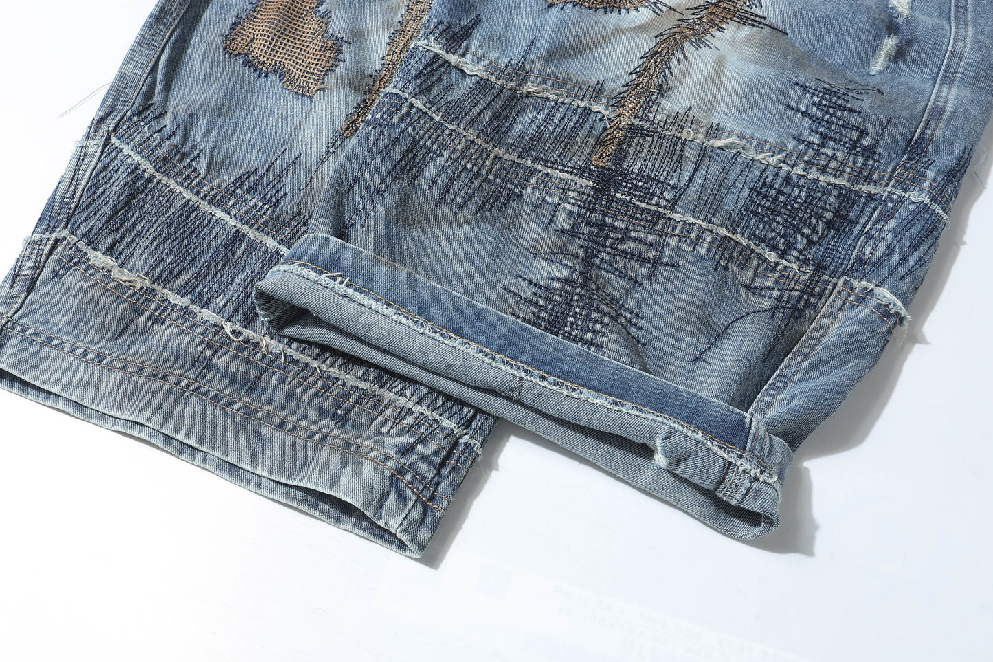 CapCabin Distressed Patchwork Denim Pants