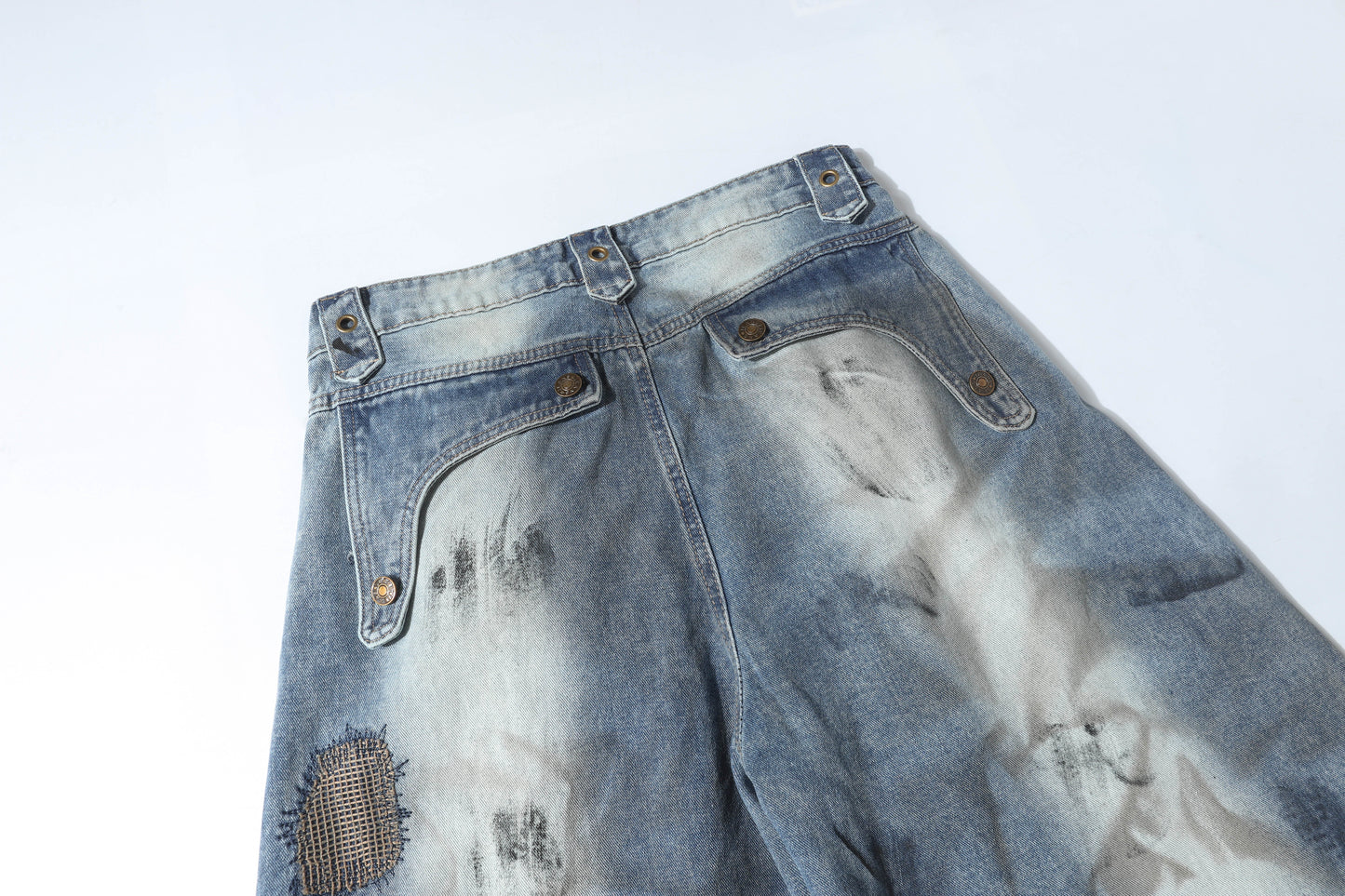CapCabin Distressed Patchwork Denim Pants